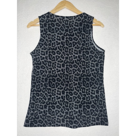 Michael Kors Blouse Women's Medium Black Cheetah Print Sleeveless Eyelet Grommet - Picture 2 of 5